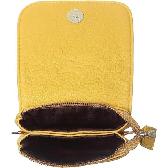 Roomy Pockets Small Crossbody Bags Cell Phone Wallet Mustard Yellow - Picture 3 of 7
